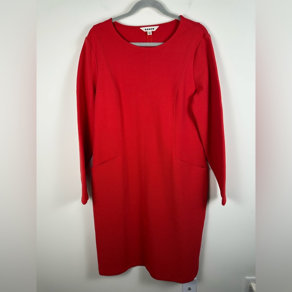 Boden Red Long Sleeve Shift Dress